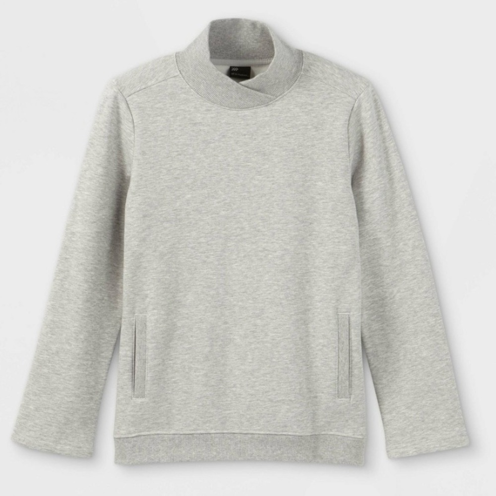 All In Motion Cozy Fleece Mock  Heather Grey Sweatshirt  XL 14/16 *1408
